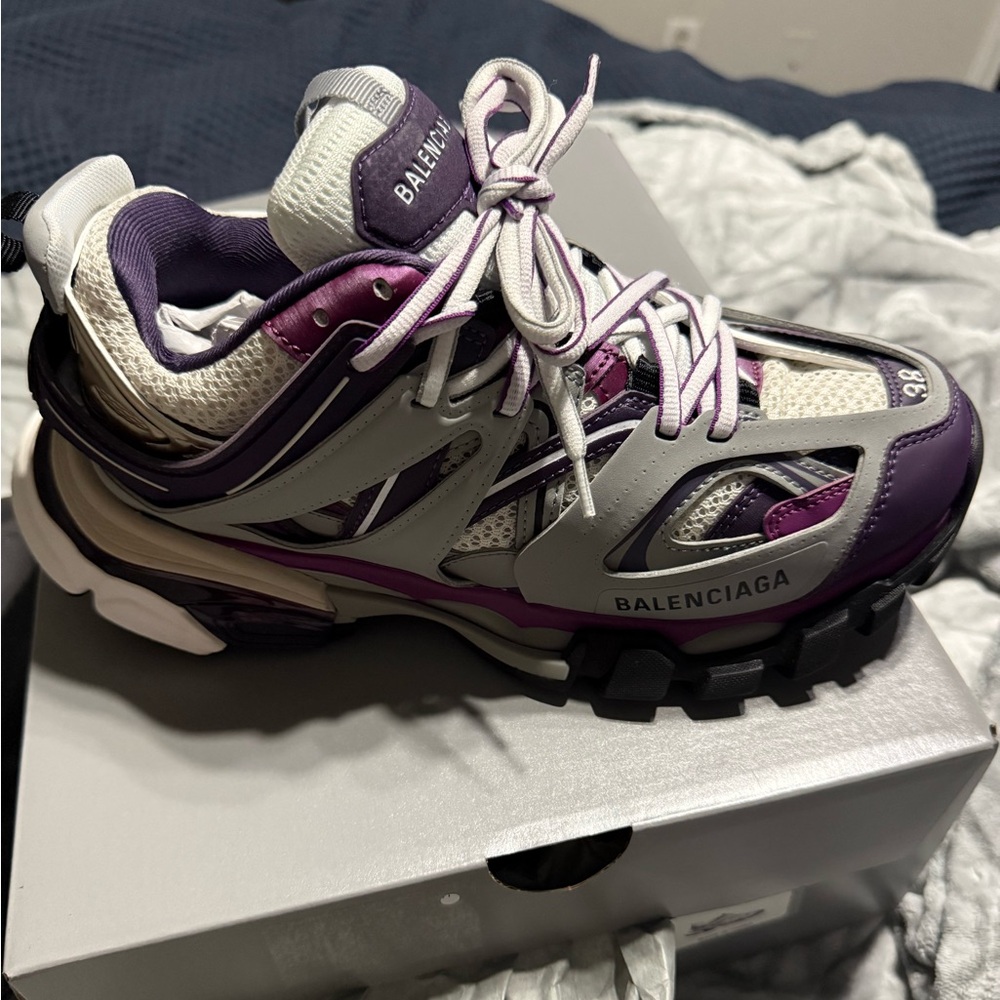 Balenciaga, track sneakers, purple and gray
